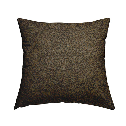 Momentum Damask Pattern Quality Soft Chenille Upholstery Fabric In Brown Colour MSS-43 - Handmade Cushions