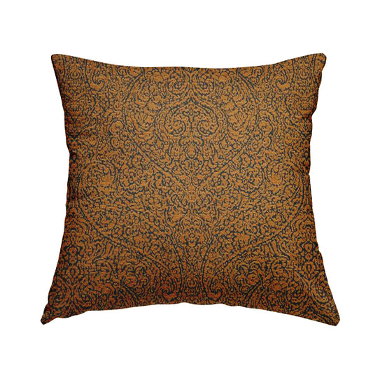 Momentum Damask Pattern Quality Soft Chenille Upholstery Fabric In Brown Honey Gold Colour MSS-44 - Handmade Cushions