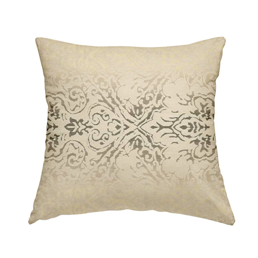 Impasto Floral Pattern Heavyweight Soft Chenille Upholstery Fabric In Silver Colour MSS-46 - Handmade Cushions