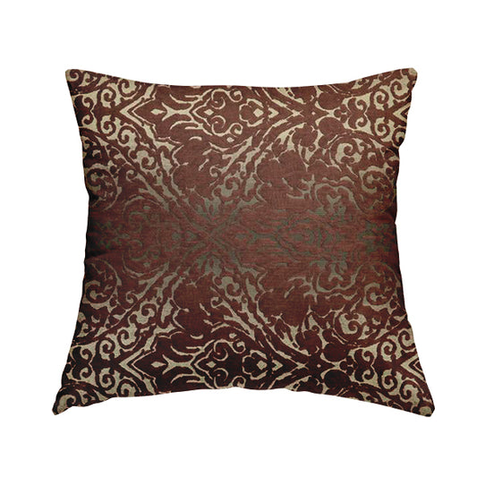 Impasto Floral Pattern Heavyweight Soft Chenille Upholstery Fabric In Purple Colour MSS-48 - Handmade Cushions