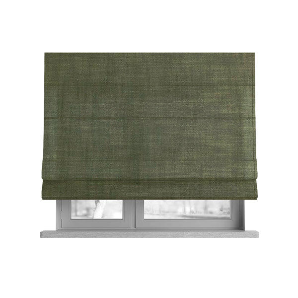 Natural Flat Weave Plain Upholstery Fabric In Green Colour - Roman Blinds