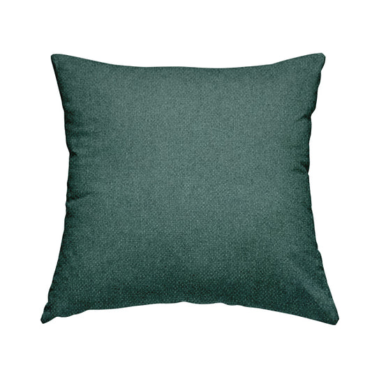 Nepal Basketweave Soft Velour Textured Upholstery Furnishing Fabric Teal Colour - Handmade Cushions