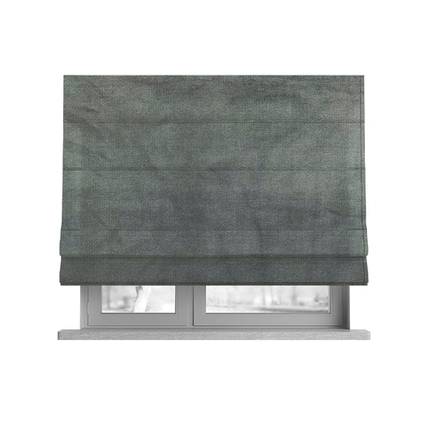 Oscar Deep Pile Plain Chenille Velvet Material Grey Colour Upholstery Fabric - Roman Blinds