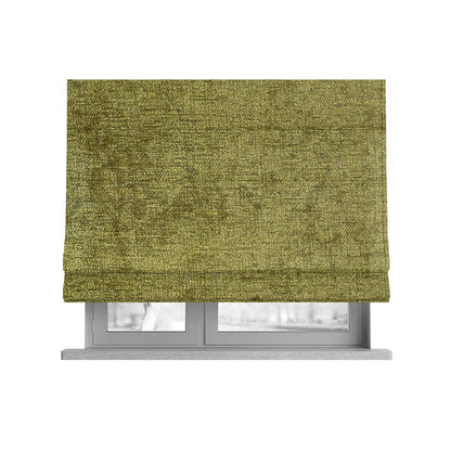 Otley Softy Shiny Chenille Upholstery Furnishing Fabric In Lime Green Colour - Roman Blinds