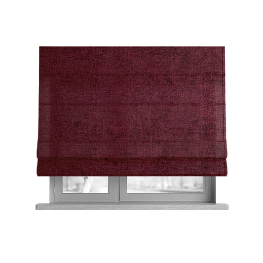 Otley Softy Shiny Chenille Upholstery Furnishing Fabric In Burgundy Red Colour - Roman Blinds