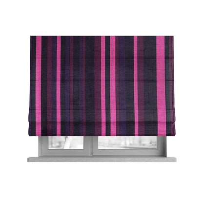 Pandora Vertical Stripes Pattern Soft Chenille Like Velvet Fabric Pink Shade Colour - Roman Blinds