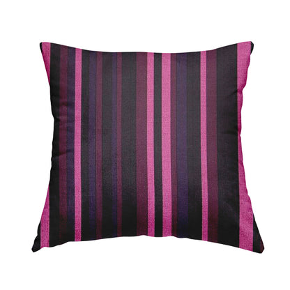 Pandora Vertical Stripes Pattern Soft Chenille Like Velvet Fabric Pink Shade Colour - Handmade Cushions