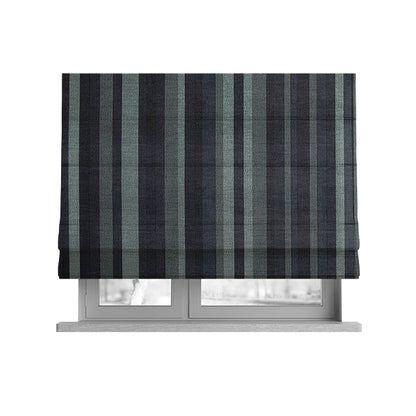 Pandora Vertical Stripes Pattern Soft Chenille Like Velvet Fabric Grey Charcoal Shade Colour - Roman Blinds