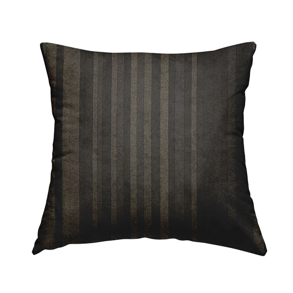 Pandora Vertical Stripes Pattern Soft Chenille Like Velvet Fabric Brown Shade Colour - Handmade Cushions