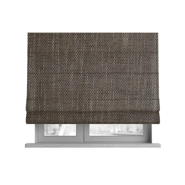 Perth Hopsack Textured Chenille Upholstery Fabric Caramel Brown Colour - Roman Blinds