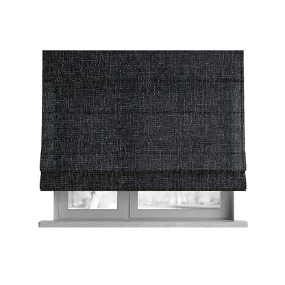 Perth Hopsack Textured Chenille Upholstery Fabric Charcoal Grey Colour - Roman Blinds