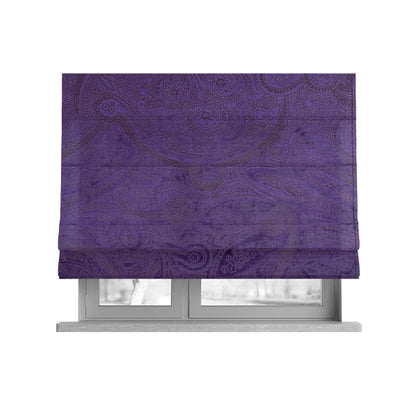 Phoenix Laser Cut Pattern Soft Velveteen Purple Velvet Material Upholstery Curtains Fabric - Roman Blinds