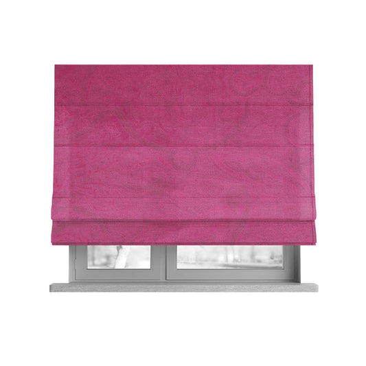 Phoenix Laser Cut Pattern Soft Velveteen Magenta Pink Velvet Material Upholstery Curtains Fabric - Roman Blinds