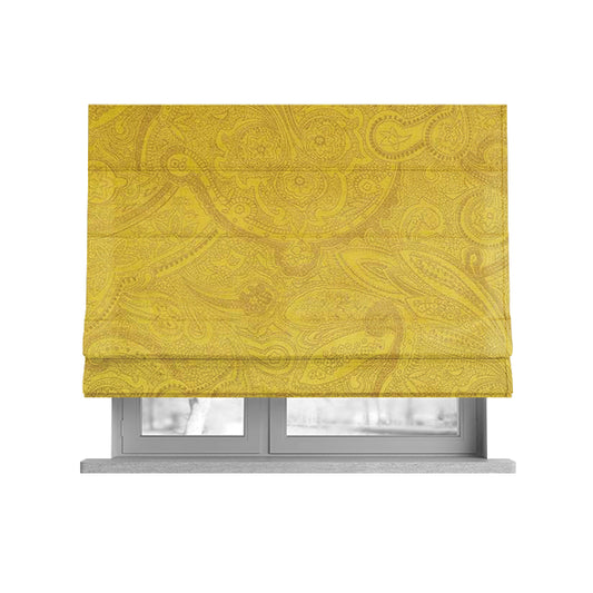 Phoenix Laser Cut Pattern Soft Velveteen Yellow Velvet Material Upholstery Curtains Fabric - Roman Blinds