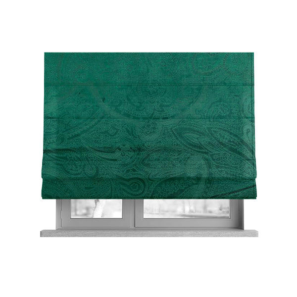 Phoenix Laser Cut Pattern Soft Velveteen Forest Green Velvet Material Upholstery Curtains Fabric - Roman Blinds