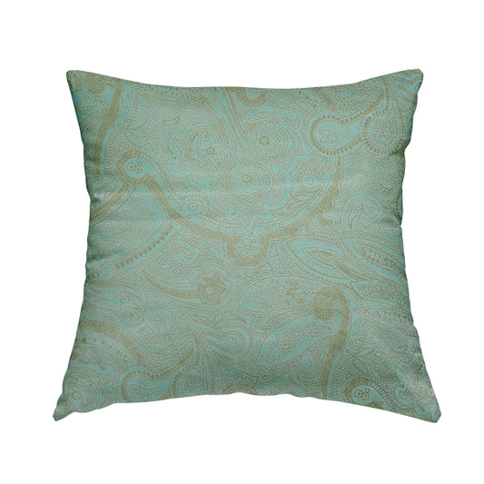 Phoenix Laser Cut Pattern Soft Velveteen Maya Blue Velvet Material Upholstery Curtains Fabric - Handmade Cushions