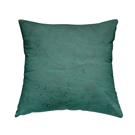 Phoenix Laser Cut Pattern Soft Velveteen Teal Velvet Material Upholstery Curtains Fabric - Handmade Cushions