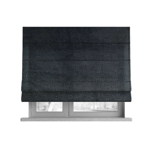 Plaza Opulence Soft Textured Velvet Furnishing Fabric In Black - Roman Blinds