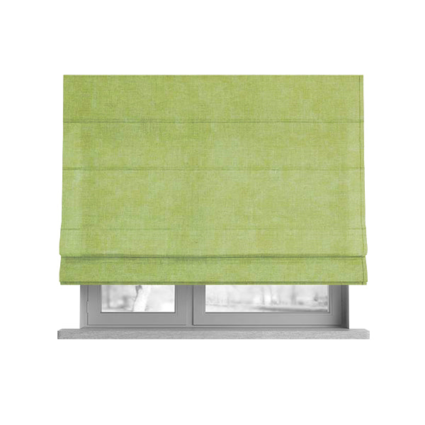 Capri Pastel Effect Cotton Chenille Upholstery Fabric In Green Yellow Hay Colour - Roman Blinds