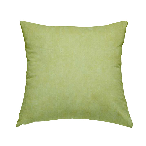 Capri Pastel Effect Cotton Chenille Upholstery Fabric In Green Yellow Hay Colour - Handmade Cushions