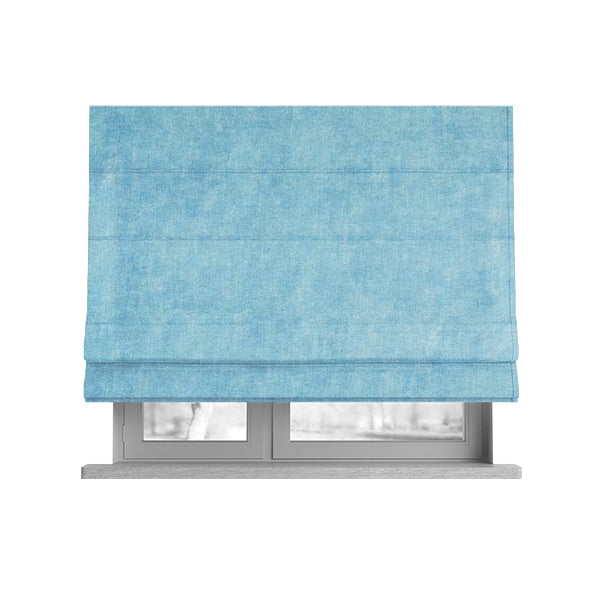 Capri Pastel Effect Cotton Chenille Upholstery Fabric In Blue Colour - Roman Blinds