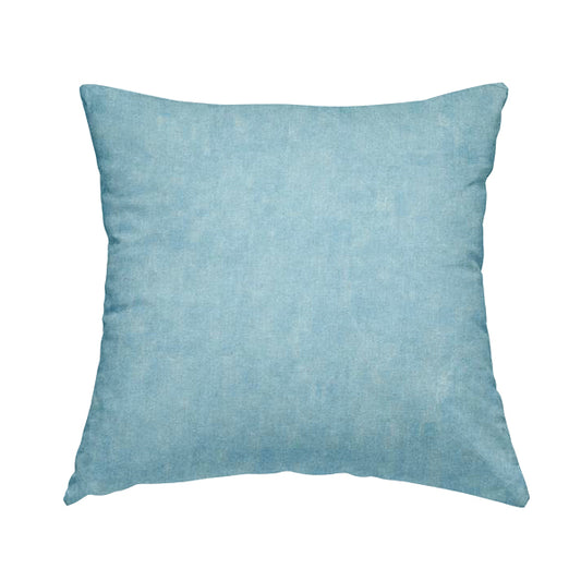 Capri Pastel Effect Cotton Chenille Upholstery Fabric In Blue Colour - Handmade Cushions