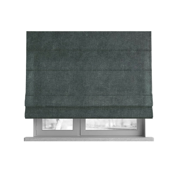 Capri Pastel Effect Cotton Chenille Upholstery Fabric In Grey Black Colour - Roman Blinds