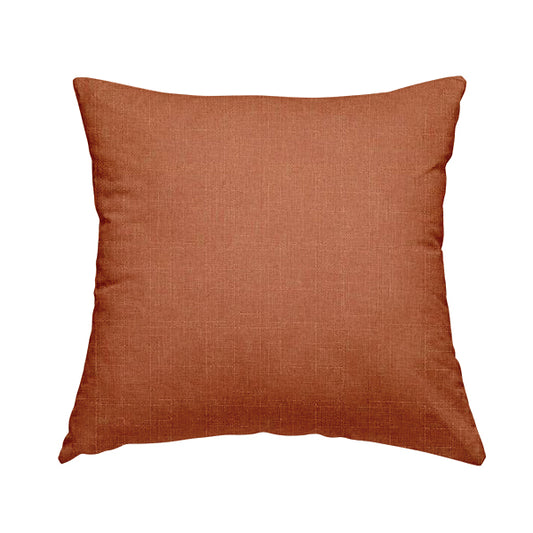 Regent Woven Look Plain Chenille Material Upholstery Fabric In Orange Colour - Handmade Cushions