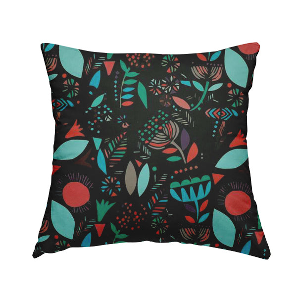Carnival Jungle Theme Pattern Printed Velveteen Black Blue Red Colour Upholstery Curtains Fabric - Handmade Cushions