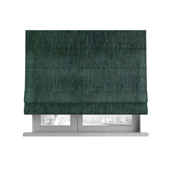 Rio Soft Textured Velvet Upholstery Fabrics In Dark Green Colour - Roman Blinds