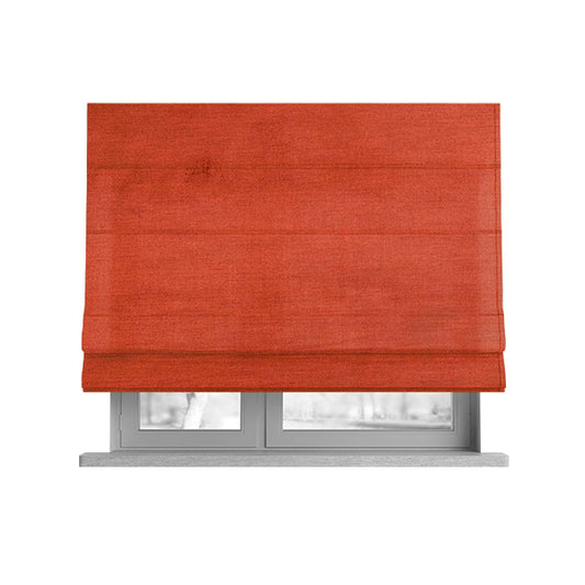 Rome Designer Silk Shine Velvet Effect Chenille Plain Furnishing Fabric In Orange Colour - Roman Blinds