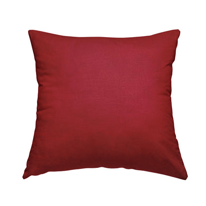 Rome Designer Silk Shine Velvet Effect Chenille Plain Furnishing Fabric In Red Colour - Handmade Cushions