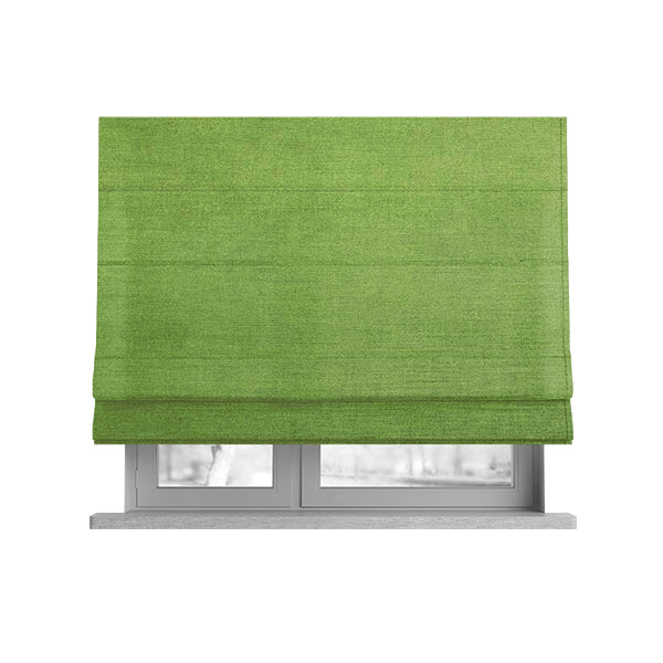 Rome Designer Silk Shine Velvet Effect Chenille Plain Furnishing Fabric In Green Colour - Roman Blinds