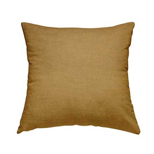 Rome Designer Silk Shine Velvet Effect Chenille Plain Furnishing Fabric In Gold Colour - Handmade Cushions