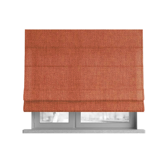 Romeo Modern Furnishing Soft Textured Plain Jacquard Basket Weave Fabric In Orange Colour - Roman Blinds
