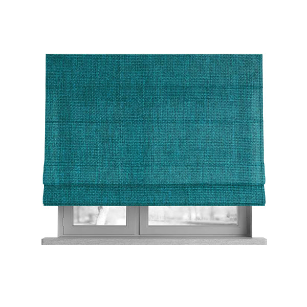 Romeo Modern Furnishing Soft Textured Plain Jacquard Basket Weave Fabric In Aqua Teal Colour - Roman Blinds