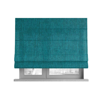 Romeo Modern Furnishing Soft Textured Plain Jacquard Basket Weave Fabric In Aqua Teal Colour - Roman Blinds