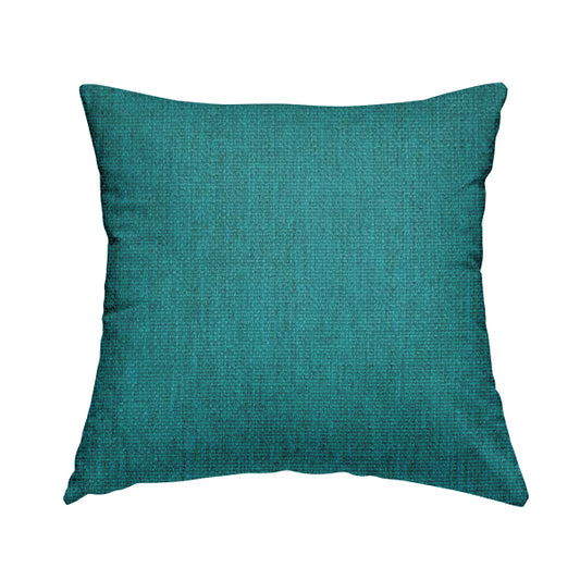Romeo Modern Furnishing Soft Textured Plain Jacquard Basket Weave Fabric In Aqua Teal Colour - Handmade Cushions