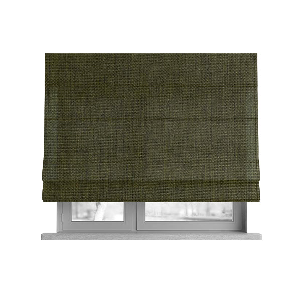 Romeo Modern Furnishing Soft Textured Plain Jacquard Basket Weave Fabric In Kaki Green Colour - Roman Blinds