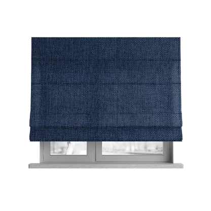 Romeo Modern Furnishing Soft Textured Plain Jacquard Basket Weave Fabric In Blue Colour - Roman Blinds