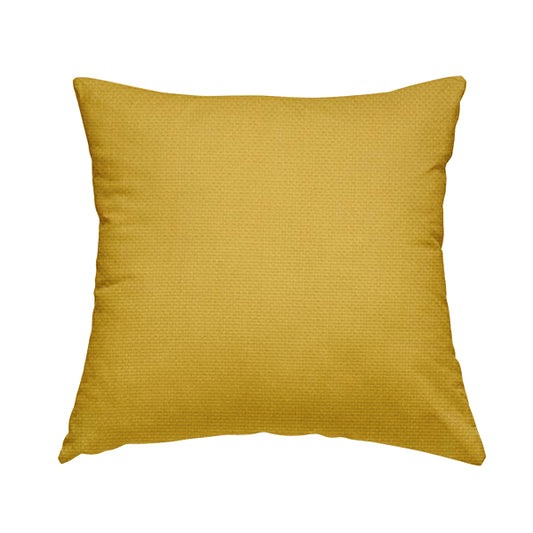 Romeo Modern Furnishing Soft Textured Plain Jacquard Basket Weave Fabric In Yellow Mango Colour - Handmade Cushions
