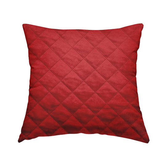 Rothko Quilted Velvet Plain Upholstery Fabric In Red Colour - Handmade Cushions