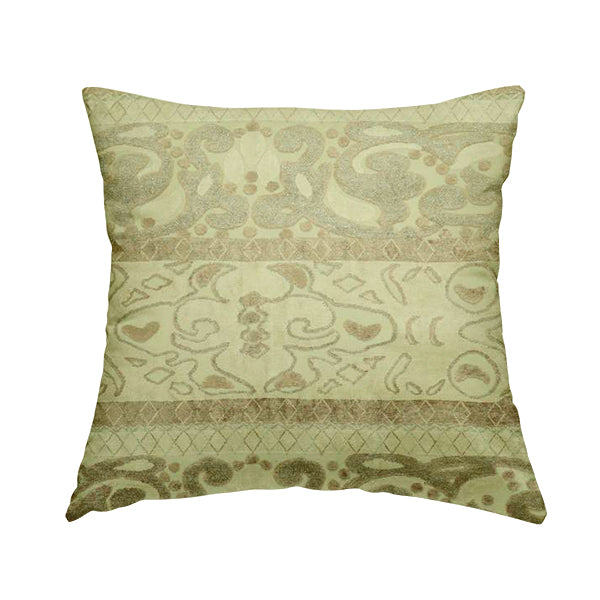 Casablanca Stripe Pattern Velvet Textured Furnishing Fabric In Brown Colour - Handmade Cushions