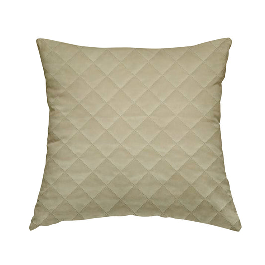 Rothko Quilted Velvet Plain Upholstery Fabric In Cream Colour - Handmade Cushions