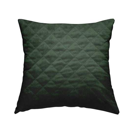 Rothko Quilted Velvet Plain Upholstery Fabric In Army Green Colour - Handmade Cushions