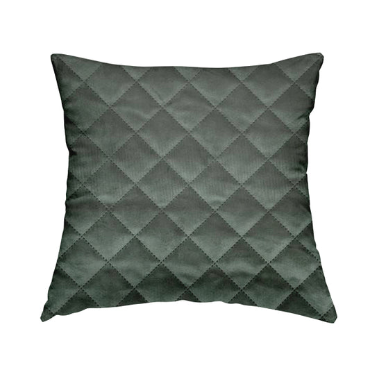 Rothko Quilted Velvet Plain Upholstery Fabric In Grey Colour - Handmade Cushions