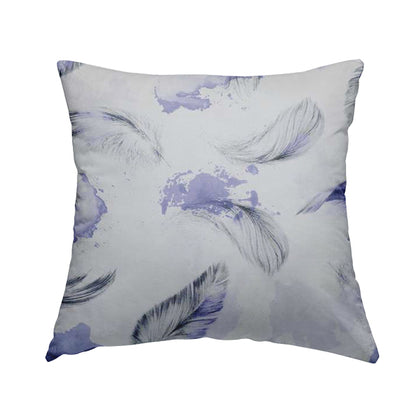 Saleem Printed Velvet Leaf Pattern Velour Soft Velvet Purple Colour Upholstery Fabric - Handmade Cushions