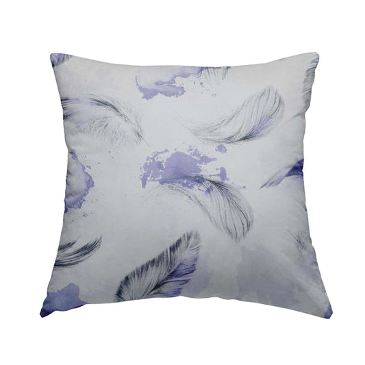 Saleem Printed Velvet Leaf Pattern Velour Soft Velvet Purple Colour Upholstery Fabric - Handmade Cushions