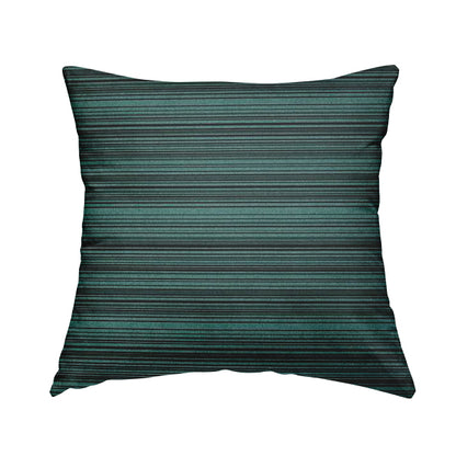 Samantha Black Striped Design Printed Soft Chenille Furnishing Fabric Teal Blue Colour - Handmade Cushions