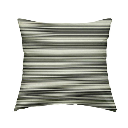 Samantha Black Striped Design Printed Soft Chenille Furnishing Fabric White Colour - Handmade Cushions